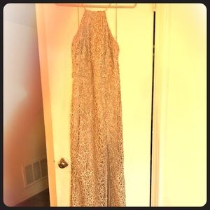 Detailed gold evening gown